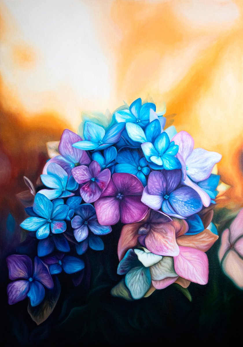 Hydrangea | Realism blue and violet flowers by Lada Ziangirova