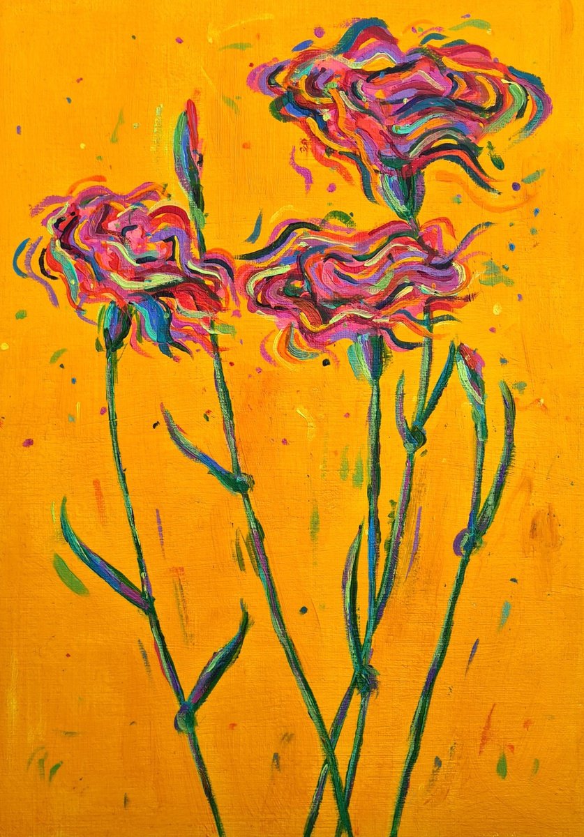  Carnations By Dawn Underwood, 8 X 12, Artwork For Sale On Artfinder