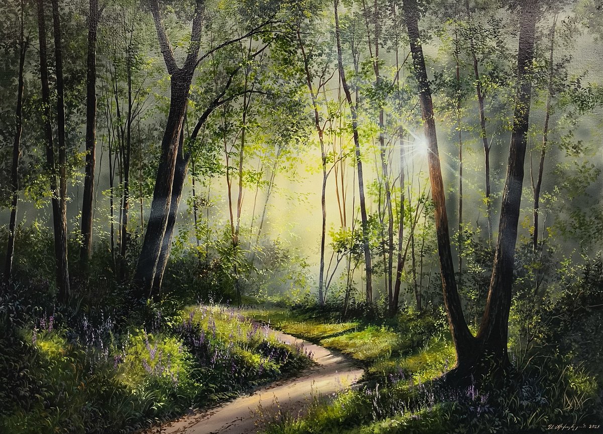 Photorealistic Oil Painting , Sun-Kissed Path By Sergei Miqaielyan, 31 X 24, Artwork For Sale On Artfinder