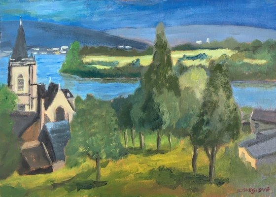 View over the river Seine, An original oil painting!