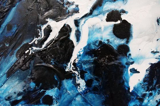 Midnight Genie 160cm x 100cm Blue Grey Abstract Art