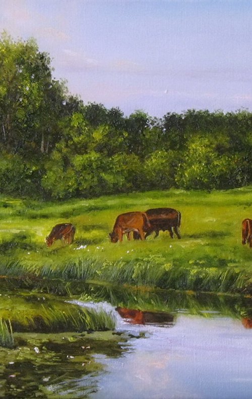 Cows by the River Meadow by Natalia Shaykina
