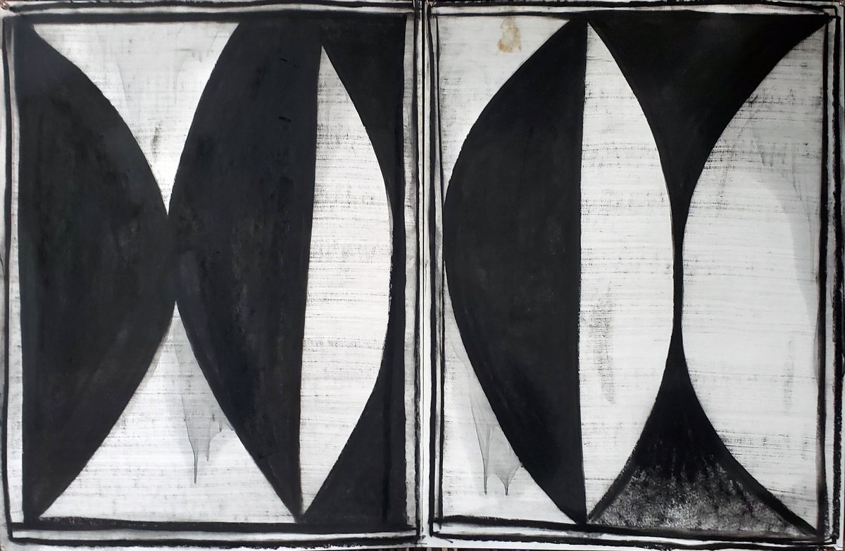 Organic Abstract Charcoal Drawing By Shelton Walsmith, 38 X 24", Audit Remediation, Original Artwork