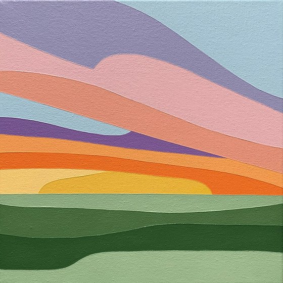 Sunset over the winter fields