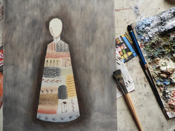 The human figure with a long dress