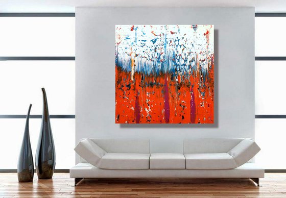 Orange Sky - XL LARGE,  ABSTRACT ART – EXPRESSIONS OF ENERGY AND LIGHT. READY TO HANG!