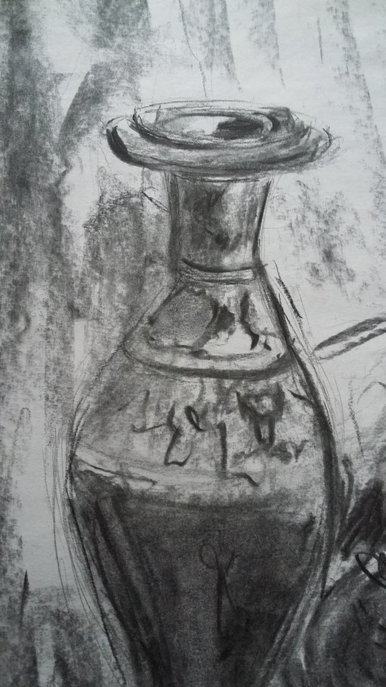 Still life abstract. Original charcoal drawing.