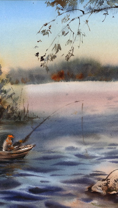 Fishing on Lake by Sophie Rodionov