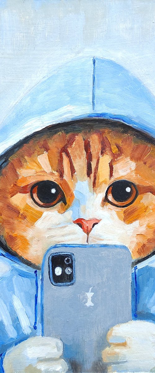 Selfie, A cat with a smartphone by Yulia Berseneva