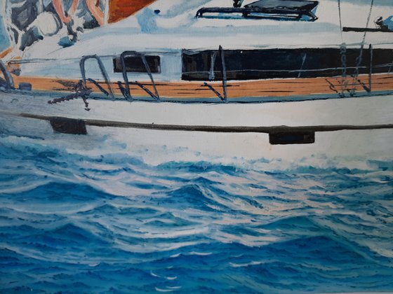 Seascape with Sailboat