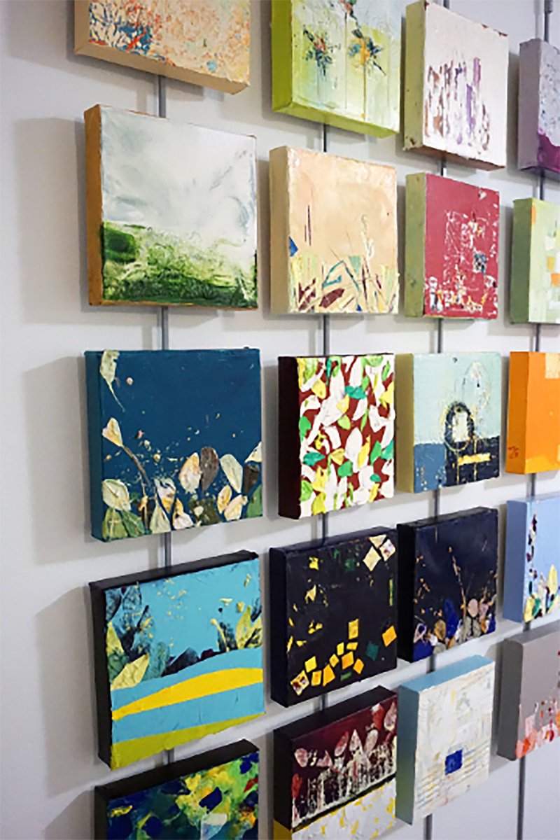 Abstract Oil Painting By Jelena B, 8 X 8, Happy Tile-Chatham, Original Artwork