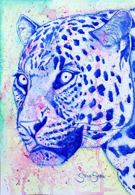 Blue Leopard. Watercolour on paper. A4.