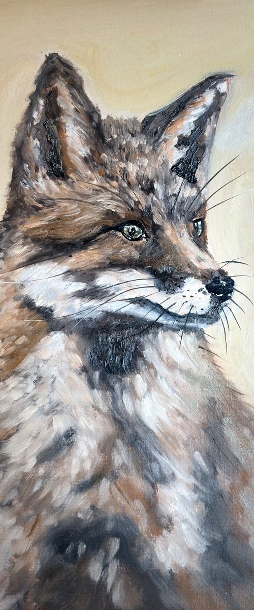 Fox Oil Impressionist Painting 42x30cm Signed by Abigail Wilson