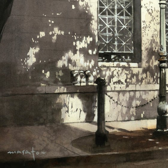 Vintage Streetlamp and Dappled Shadows