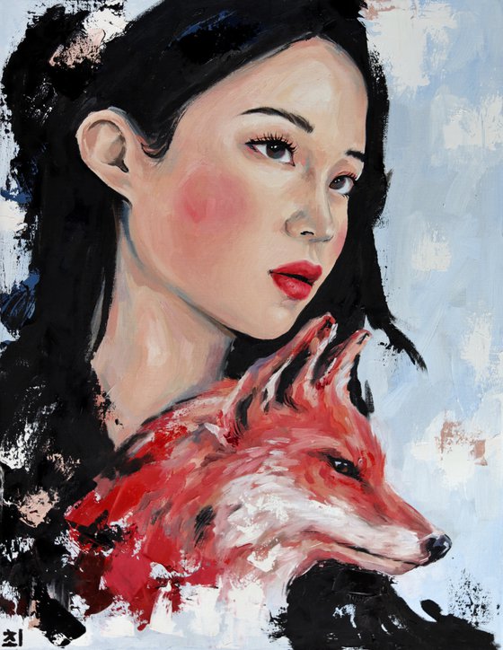 Asian girl with fox