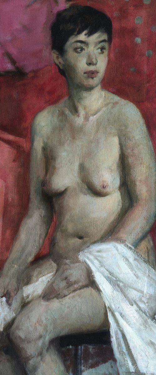Nude with a white towel by Maria Egorova