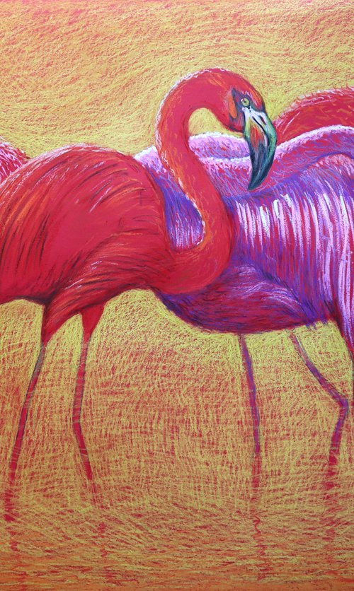 Flamingo on Gold -Blazing Gradient by Rakhmet Redzhepov