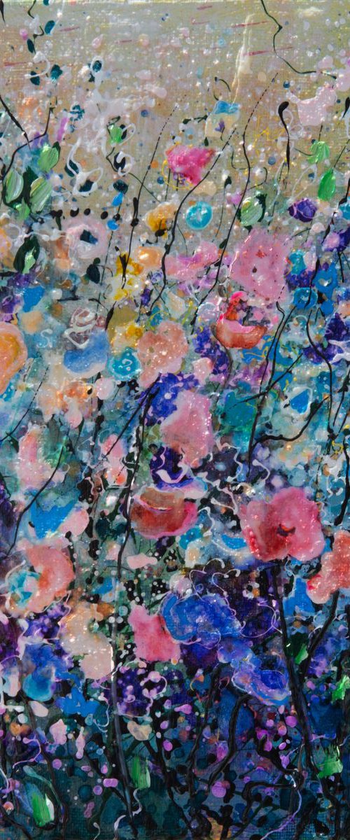 Blue Abstract Flowers #2 - Original Painting   by Olena Art by Lena Owens at OLena Art