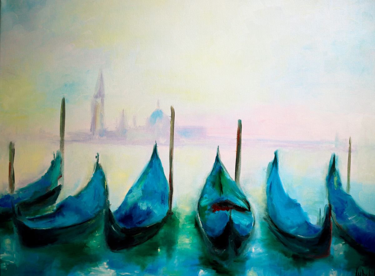 Canvas painting Venice painting Gondolas ITALY painting by Anna Lubchik