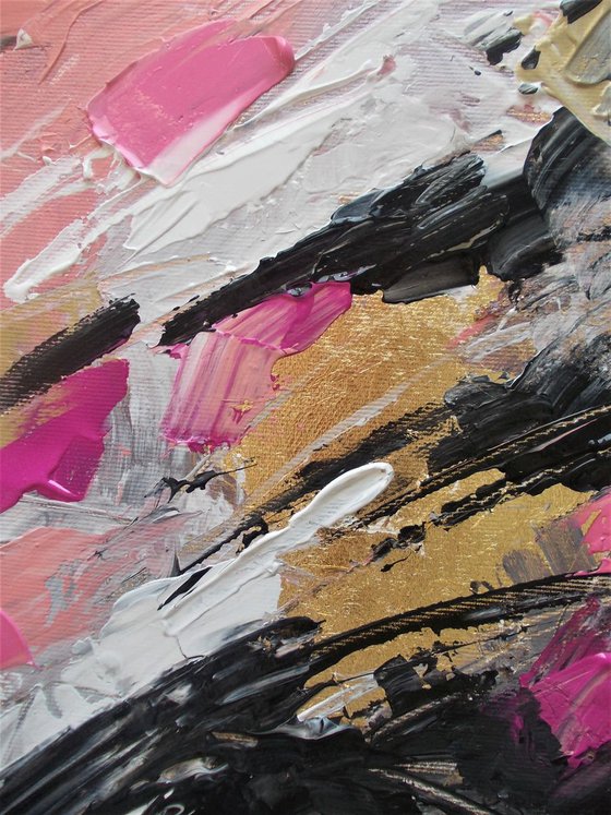 Pink Mellody  II-Abstract Acrylic Painting on Canvas- Small Abstract Painting