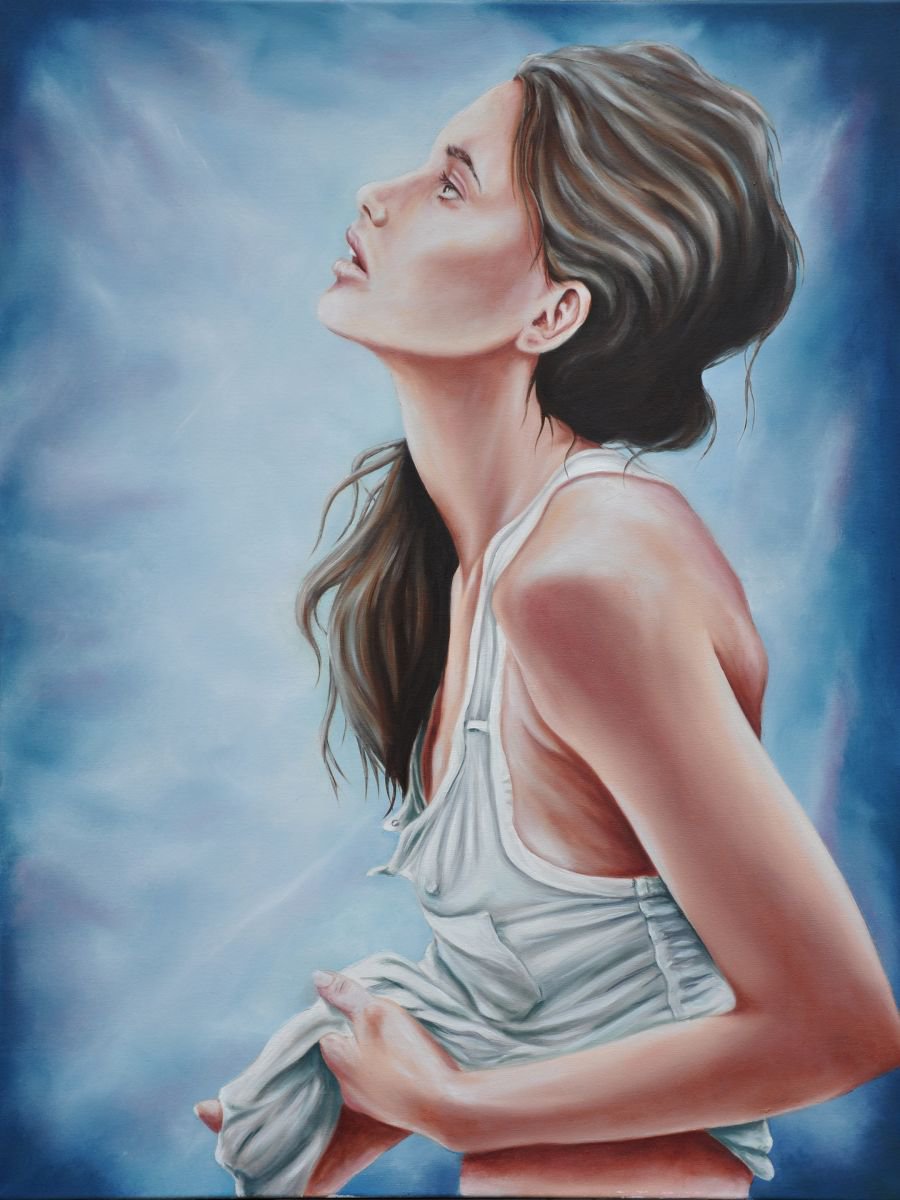 Photorealistic Portrait Oil Painting By Mullo Art, 30 X 39", Crush, Original Artwork