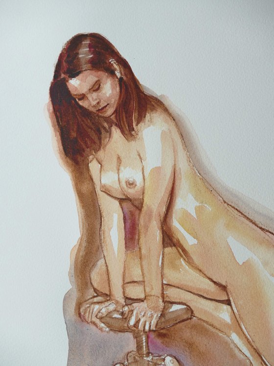 female nude Kneeling
