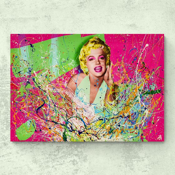 Splash Marilyn Monroe N-1. 70x100 cm. Digital Art, Hand Embellished Giclée on Canvas.