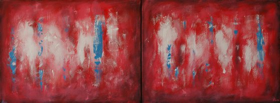 "ABSTRACT #068". Large Abstract Painting. Diptych.