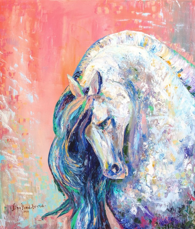 Horse Portrait Original Palette Knife Animal H Artfinder