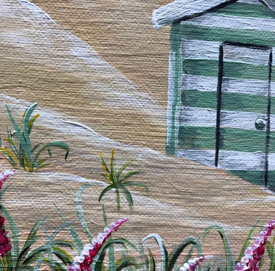 Stripey beach huts (diptych)