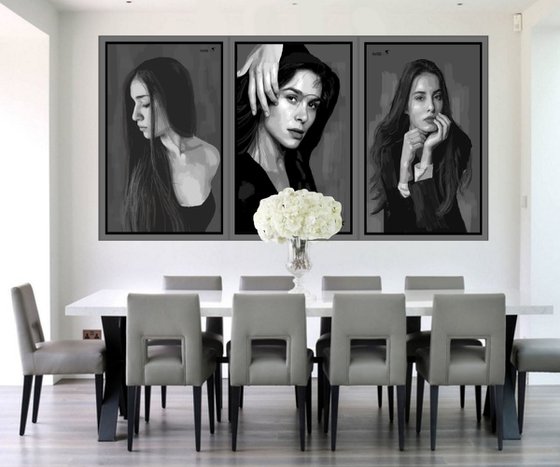 VASSAR GIRLS triptych   87"x41"