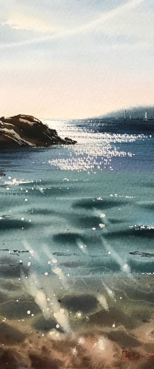 Sun glare on the sea by Eugenia Gorbacheva