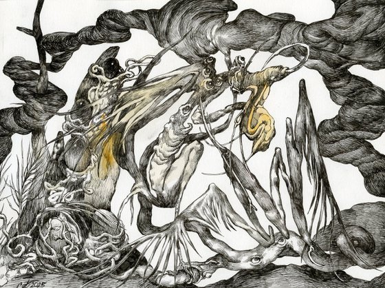 A large bird watches over its nest