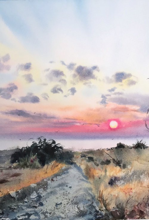 Sunrise on the sea  Cyprus #3 by Eugenia Gorbacheva