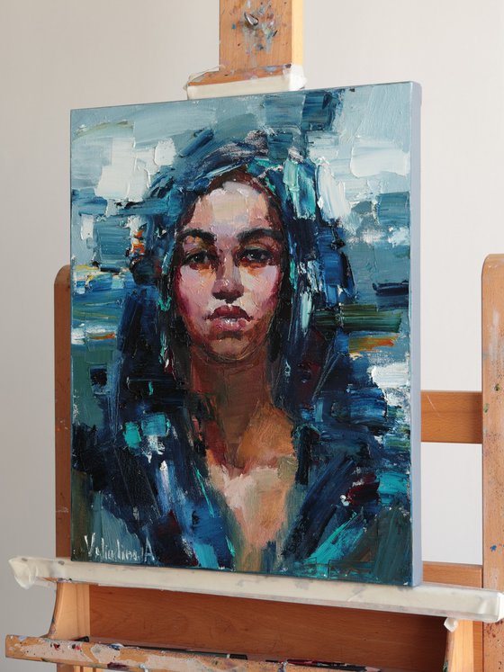 Woman in a Blue Headscarf