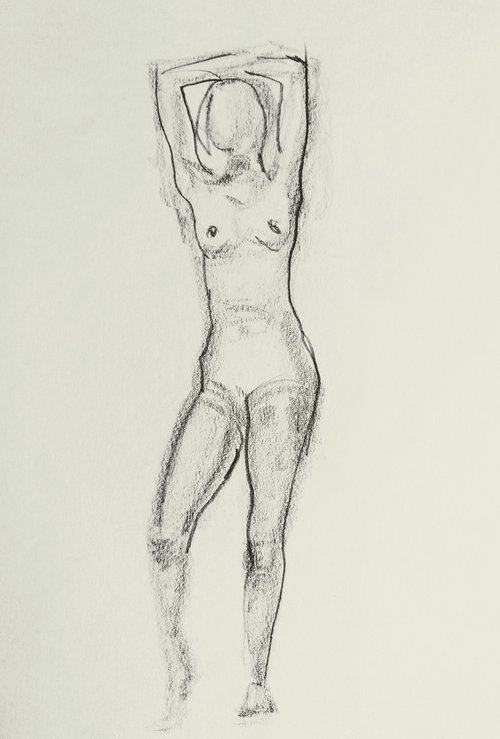 Nude. Erotic original pencil drawing by Yury Klyan