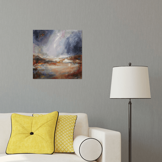 Sudden Tempest. Abstract landscape on canvas 50x50cm. Ready to Hang.