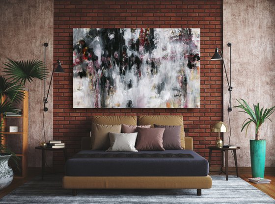 Urban Street Walk - XXL Abstract Painting by Kathy Morton Stanion