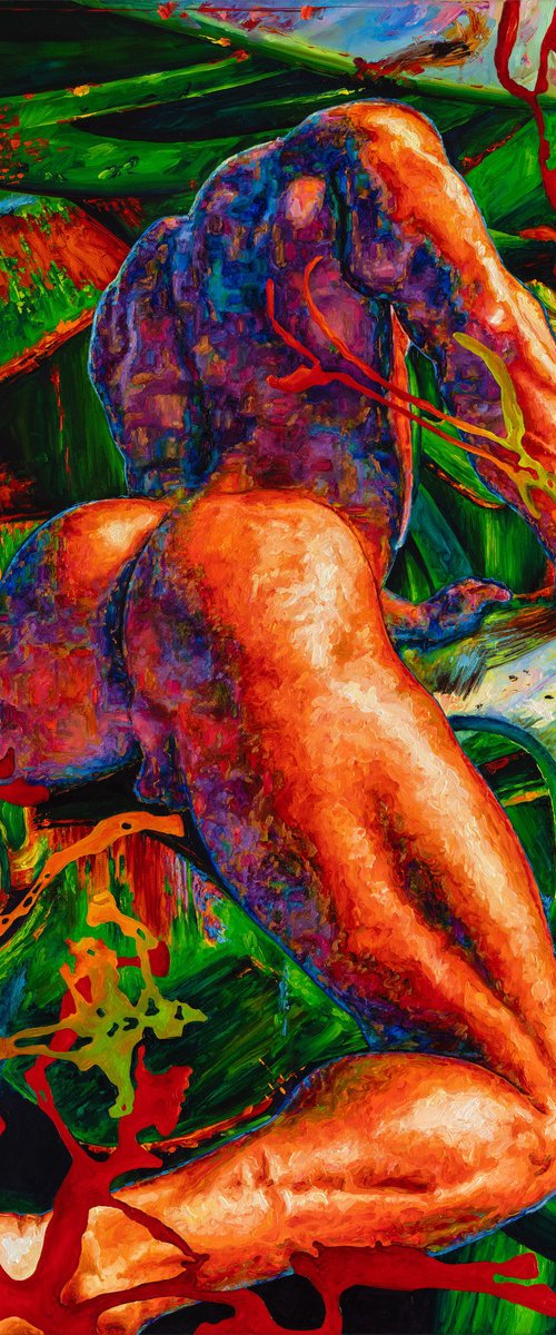 Nude on a Green Background by Oleksandr Balbyshev