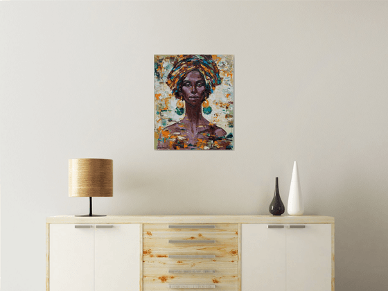 Commission for Barbara. 'African woman in green-orange'