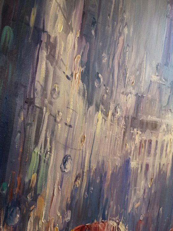 " London Rain" large oil painting by Artem Grunyka