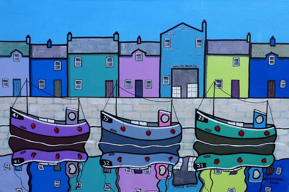 Naive Acrylic Painting , White Box Co. By Paul Bursnall, 30 X 20, Artwork For Sale On Artfinder