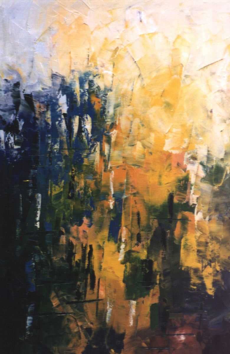 Abstract Landscape Oil Painting By Saroja Van Der Stegen, 17 X 26", Mountains (Ref#:335-12M), Original Artwork