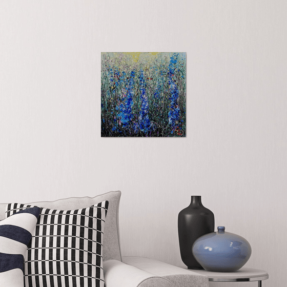 Delphiniums - Original Painting   by Olena Art