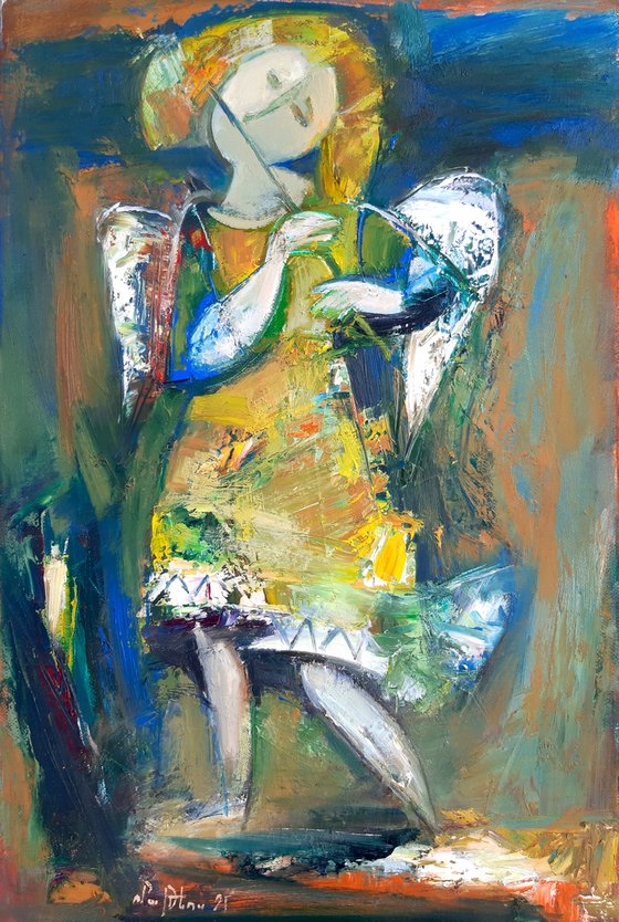 Angel 33x50cm ,oil/canvas, abstract portrait