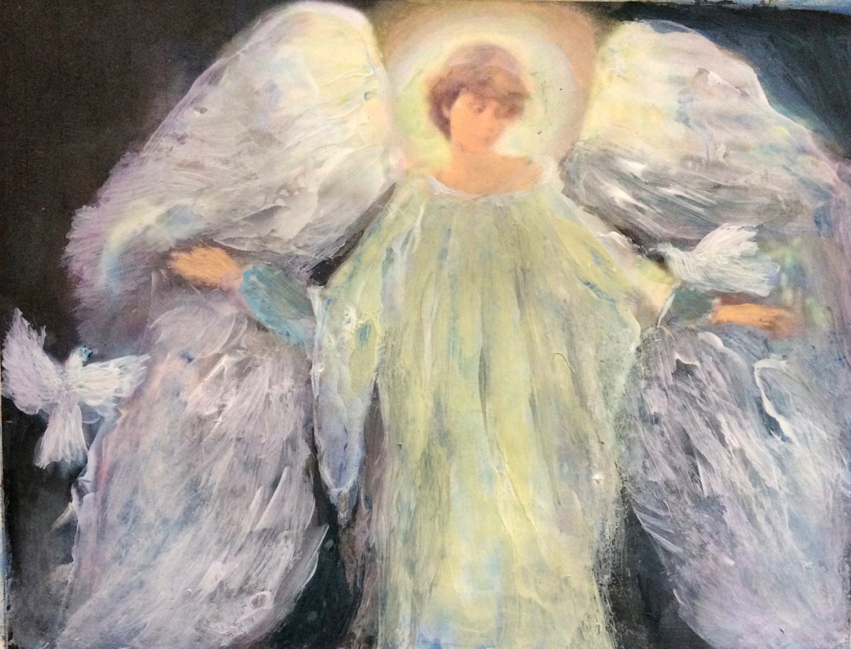 Angel acrylic painting The Guardian by Maxine Anne Martin