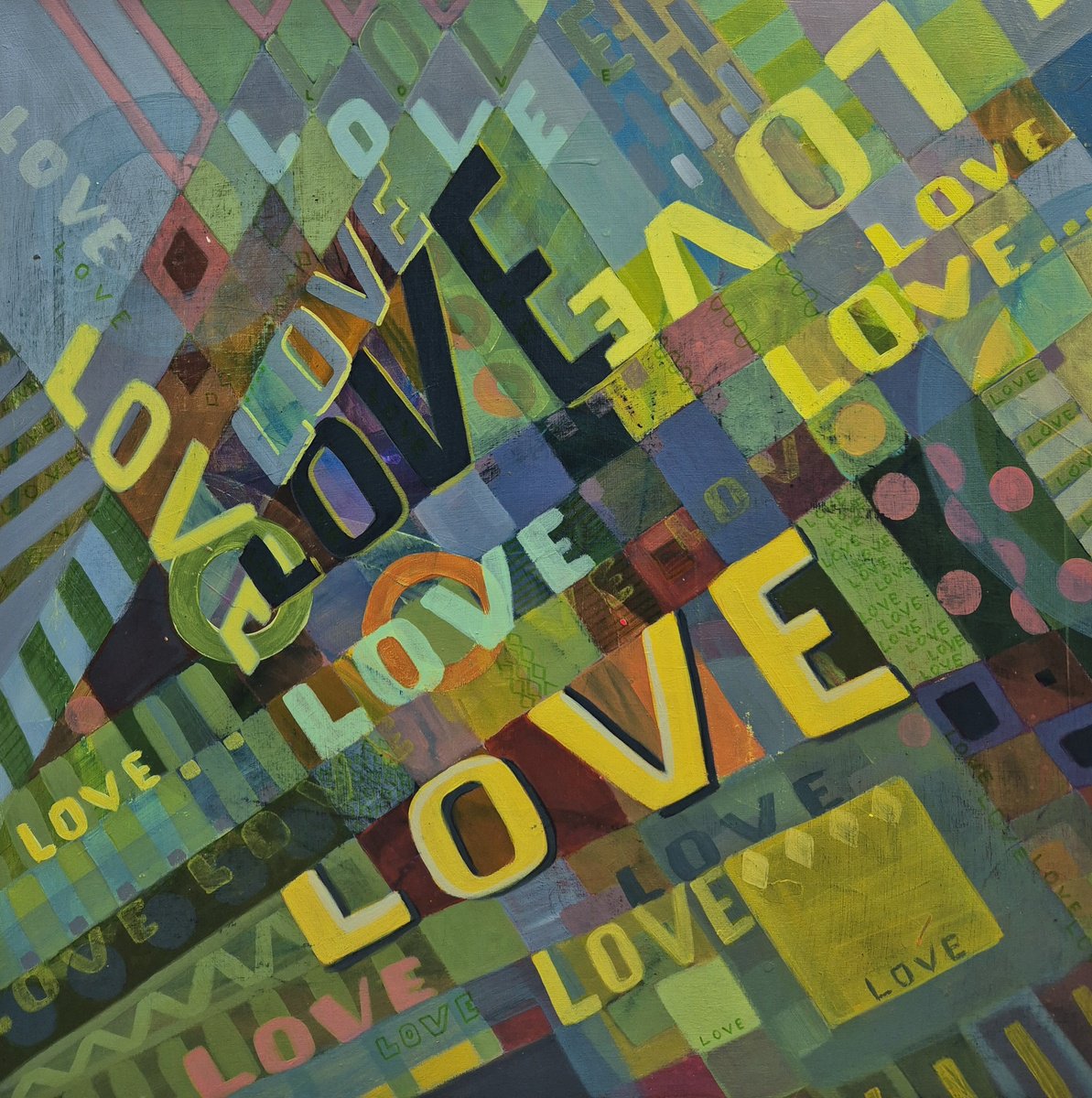 Illustrative Abstract Acrylic Painting By Gitti Gv, 20 X 20, Love, Original Artwork