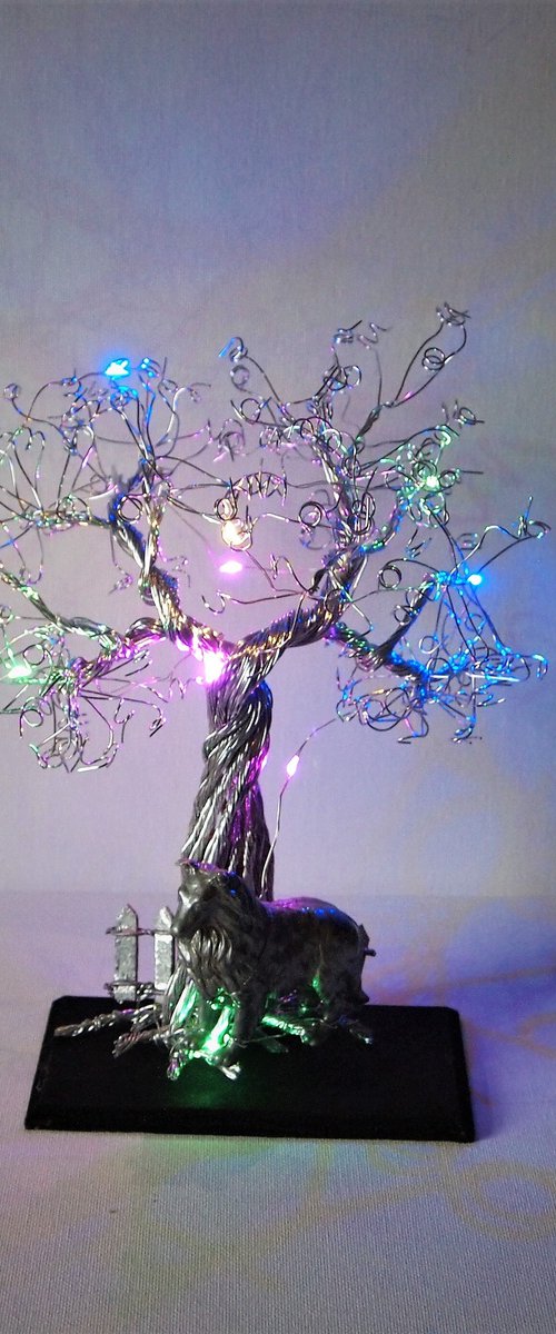 Rough Colley [Lassie] and wire tree by Steph Morgan