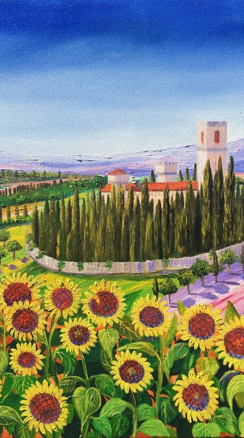 Tuscany sunflowers landscape by Inna Montano