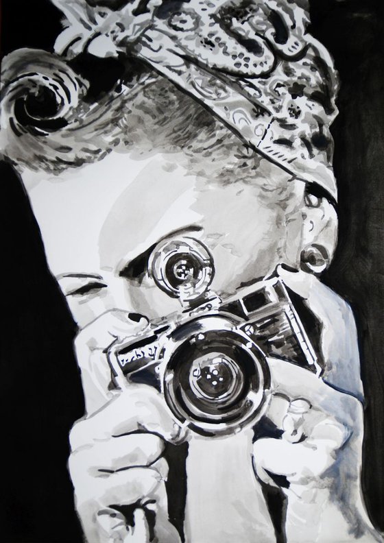 Girl with camera ID # 3 / 70 x 49.8 cm